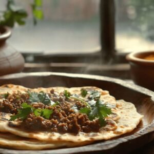 CHICKEN KEEMA PARANTHA WITH GRAVY